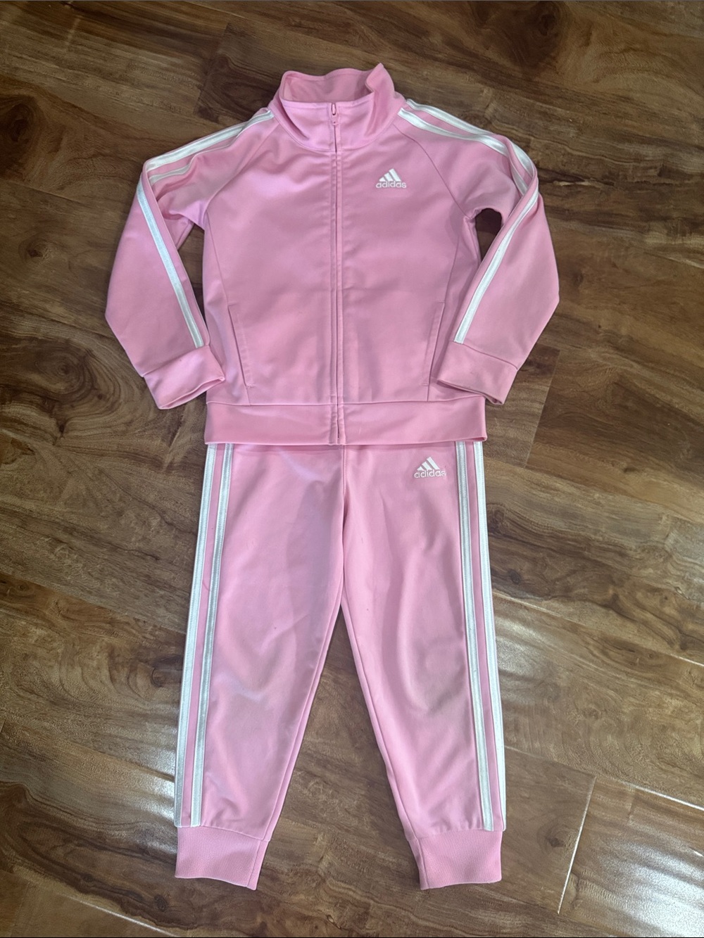 Adidas light pink track suit set. Size 4T